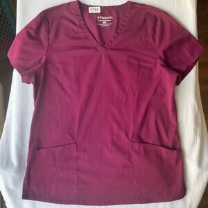 Elements Women’s Short Sleeve Nurse Blouse Size M, Solid Burgundy Red